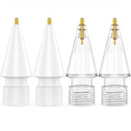 NIUTRENDZ 4 Pack Replacement Tips for Apple Pencil 2nd Generation and 1st Generation Fine Point Metal Tip, Wear-Resistant & Precise Control (1.95mm, White + Clear)