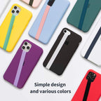 Sinjimoru Stretchable Silicone Phone Strap, Flexible and Elastic Grip Holder for iPhone & Android, Secure Phone Loops Finger Grip with Wireless Charging Support Sinji Loop Navy