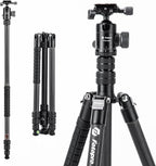 Fotopro 73" Carbon Fiber Tripod for Camera, Compact Travel Tripod with Ball Head, Detachable Monopod with Quick Release Plate and Camera Bag, Load up to 22lbs/10KG