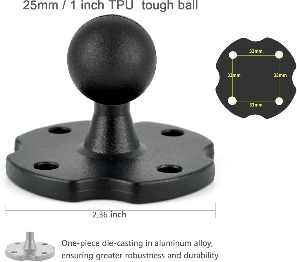 Heavy-Duty Camera Wall/Desktop Mount with 1/4"-20 Thread, Aluminum Alloy Arm, Dual Ball Heads, 1-Inch TPU Ball, Free Rotation,Compatible with DSLR, CCTV, RAM B System