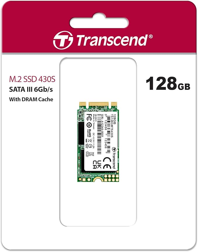 Transcend 128GB M.2 2242 SATA III SSD with Dram Cache, Up to 560MB/s, Compatible w/Ultrabook/Laptop/PC/Desktop, 3D TLC NAND Flash Internal Solid State Drive, LDPC Error Correction, SLC Cache, B+M Key