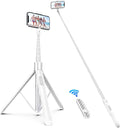 ATUMTEK 60" Selfie Stick Tripod, All in One Extendable Phone Tripod Stand with Bluetooth Remote 360° Rotation for iPhone and Android Phone Selfies, Video Recording, Vlogging, Live Streaming, White