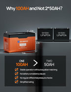 ECO-WORTHY 12V 100AH LiFePO4 Lithium Battery with SOC Display, Upgrade 2.0 with built-in Bluetooth, 100A BMS with Low-Temp Protection, Suitable for RV, Camping, Solar Off-Grid trolling motor