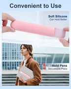 eZAKKA Silicone Pencil Holder For Most Pens,Pencils, 7.8 inch Self-Adhesive Stick To Notebooks,Diary, Desks,Tablet, Pink, 1 Pack
