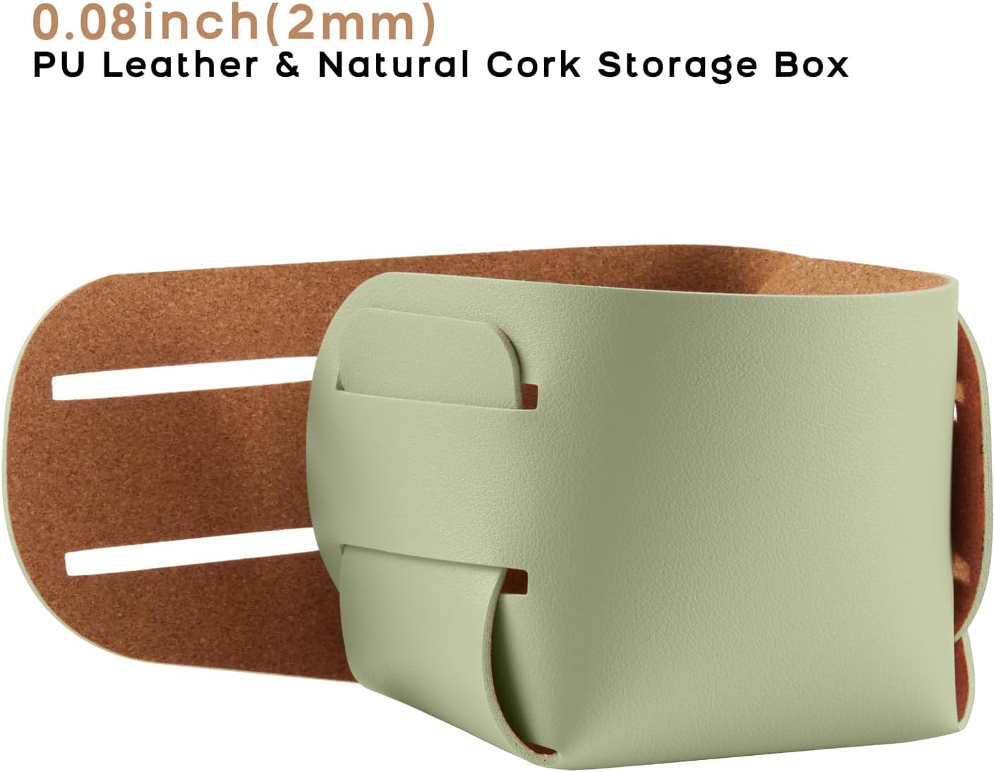 HOMIEAZICOZI 2-Pack Cork Leather Desk Accessories Storage - Pencil Pen Holder - Makeup Brush Holder Organizer - Stylish Addition to Home Decor (Light Green)