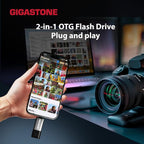 GIGASTONE 128GB Dual Flash Drive (2 Pack) Z40 USB 3.2 Gen 1, 2-in-1 Type-A & Type-C, 100MB/s Ultra Fast, Head Cap Design, Plug & Play for Smartphone/PC/Mac/TV/Car Audio, USB 2.0/3.0/3.1 Compatible