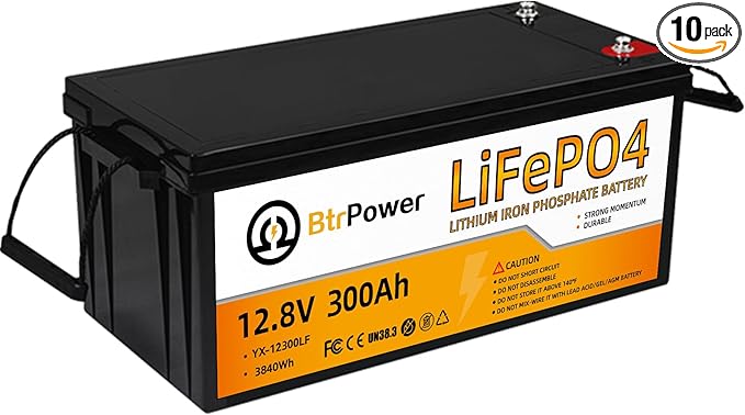 12V 300Ah Lithium Battery LiFePO4 Deep Cycle Battery,200A BMS,Up to 15000 Cycles,Perfect for RV, Home Storage,Marine,Solar Power System and Outdoor Camping.