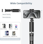 ATUMTEK 63"" Phone Tripod, Extendable Selfie Stick Tripod with Bluetooth Remote, All-in-One Aluminum Phone Tripod Stand with Cold Shoe Mount for 4”-7” iPhone and Android Smartphones Black, ATSS175