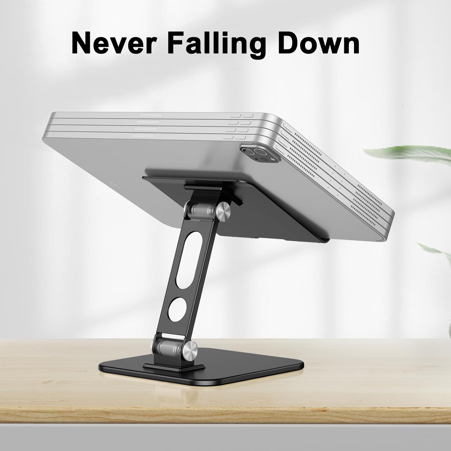 OMOTON Upgraded Adjustable Tablet Stand Holder, Heavy Duty Foldable Portable Monitor Stand, Travel Essentials for iPad Pro/Air/Mini, Surface Pro, 4.7''-15.6', Black