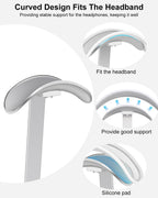 VICHYIE Headphone Stand for AirPods Max, Headset Holder with Aluminum Supporting Rod, Heavy Base Desk Stand Headphones Support Accessory for All Headphones - Silver White