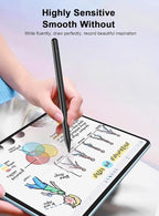 Stylus Pen for Android Tablet/Phone Pom Tips Fast Charge Stylus Pen for iPhone Magnetic Active Pencil Compatible with Samsung A9+, iPhone, Lenovo and Other Android Smartphone and Tablet Devices-Black