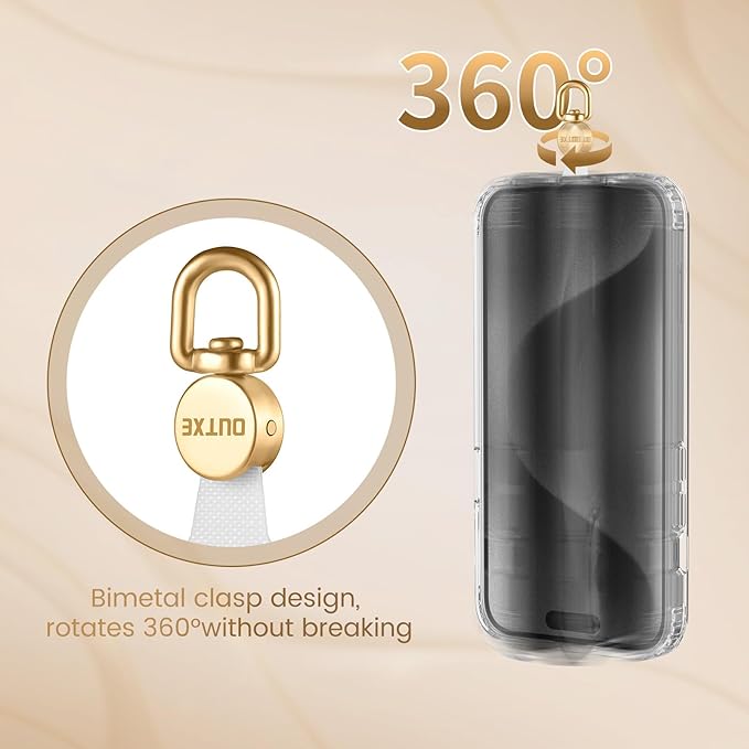 OUTXE Phone Tether Tab Rotatable 360°, 4 Pack Phone Lanyard Patch for Phone Strap Compatible iPhone & Other Cell Phone (White)