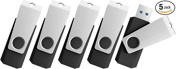 TOPESEL 5 Pack 64GB USB 3.0 Flash Drives, Thumb Drives for PC and Laptops