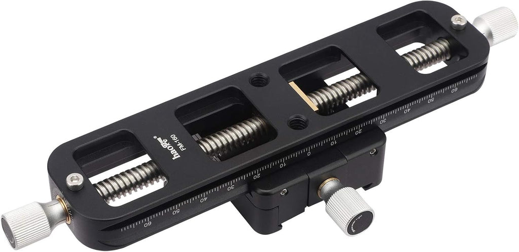 Haoge FM-160 Wormdrive Macro Rail for Macro Photography Track, Focus Stacking Precision Focus Slider/Close-up Shooting Clamp Plate Fine-Tuning Screw Rod