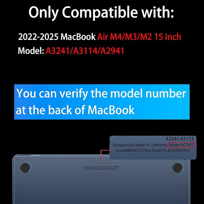 Teryeefi for MacBook Air Case 15 inch M4 M3 M2 Chip (2025 2024 2023 Release) A3241 A3114 A2941 Model with Keyboard Cover + Type C Adapter for MacBook Air 15, Pretty Flowers Black-104