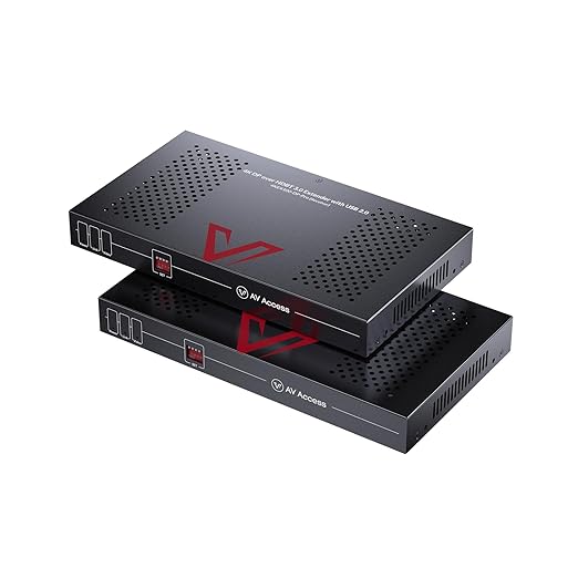 AV Access 4K DisplayPort 1.2a KVM Extender DP Over Ethernet HDBaseT 3.0 PoE, Uncompressed 4K Transmission up to 100m/330ft, 144-240Hz, 4*USB 2.0 Ports, 2-Way Audio, Zero Latency (4KEX100-DP-Pro)