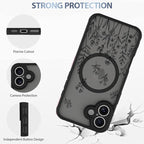 AIGOMARA Magnetic Case for iPhone 16 Plus [Compatible with MagSafe] Cute Black Flower Floral for Women Girls Soft TPU Bumper Hard PC Back Anti-Fall Shockproof Protective Slim Cover