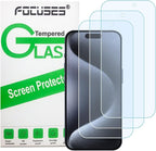 Anti Blue Light Screen Protector for iPhone 15pro & iPhone 15 [3 Pack] 9H+ Anti Blue Light Tempered Glass, Anti-Scratch, Case Friendly