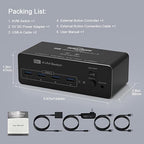 DEMEXBOOK Dual Monitor HDMI Displayport KVM Switch 2 Monitors 2 Computers 8K@60Hz/4K@144Hz,2 Computers Share 2 Monitors,USB 3.0 Ports,Extended/Copy Mode Support,2 USB Cables,Remote Control Included