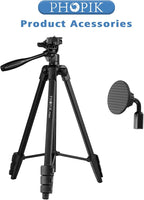 55" Phone Tripod, PHOPIK Aluminum Extendable Tripod Stand with Shutter, Carrying Bag, Compatible with iPhone/Android/Sport Camera&Insta 360 x5 Perfect for Video Recording/Selfies/Live Stream/Vlogging