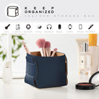 HOMIEAZICOZI 2-Pack Cork Leather Desk Accessories Storage - Pencil Pen Holder - Makeup Brush Holder Organizer - Stylish Addition to Home Decor (Dark Blue)