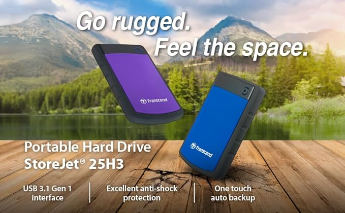 Transcend 1TB USB 3.1 Gen 1 StoreJet 25H3B SJ25H3B Rugged External Hard Drive TS1TSJ25H3B Blue