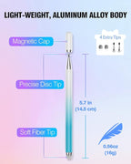 Stylus Pen for Touchscreen, 2 in 1 Stylists Pens Compatible with All Touch Screens Devices, Tablets, iPhone, iPad, Android, Computer, Laptop, Fine Disc Tip Drawing Styluses [8 Pack]