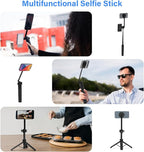 PHOPIK 35" Magnetic Selfie Stick Phone Tripod, Extendable Phone Tripod with Cold Shoe and Remote,Compatible with iPhone/Android/Sport Camera Perfect for Video Recording/Selfies/Insta360 x5（Black）