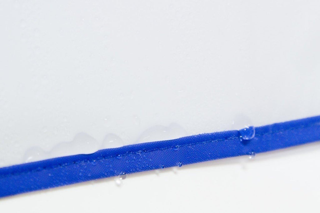 Keyboard Dust Cover, Covers Large Size PC Keyboards, Silky Smooth Antistatic Vinyl, Translucent Coconut Cream Color with Blue Trim, (20W x2H x9D)