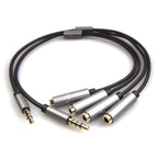 REXUS Grey 3.5mm Y Splitter Stereo Audio Cable 4-Pole Male to 2 Female for Headphone, Headset Splitter Adapter Extension Aux Cable, Compatible MobilePhone and New Version Laptop(M22F35G)