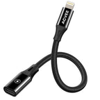 AGVEE 4 inch USB-C Female to Lightning Male Adapter, 30W Fast Charging Charger Converter for iPhone 14 13 12 11 Airpods iOS Device Carplay, Not for Audio, Black