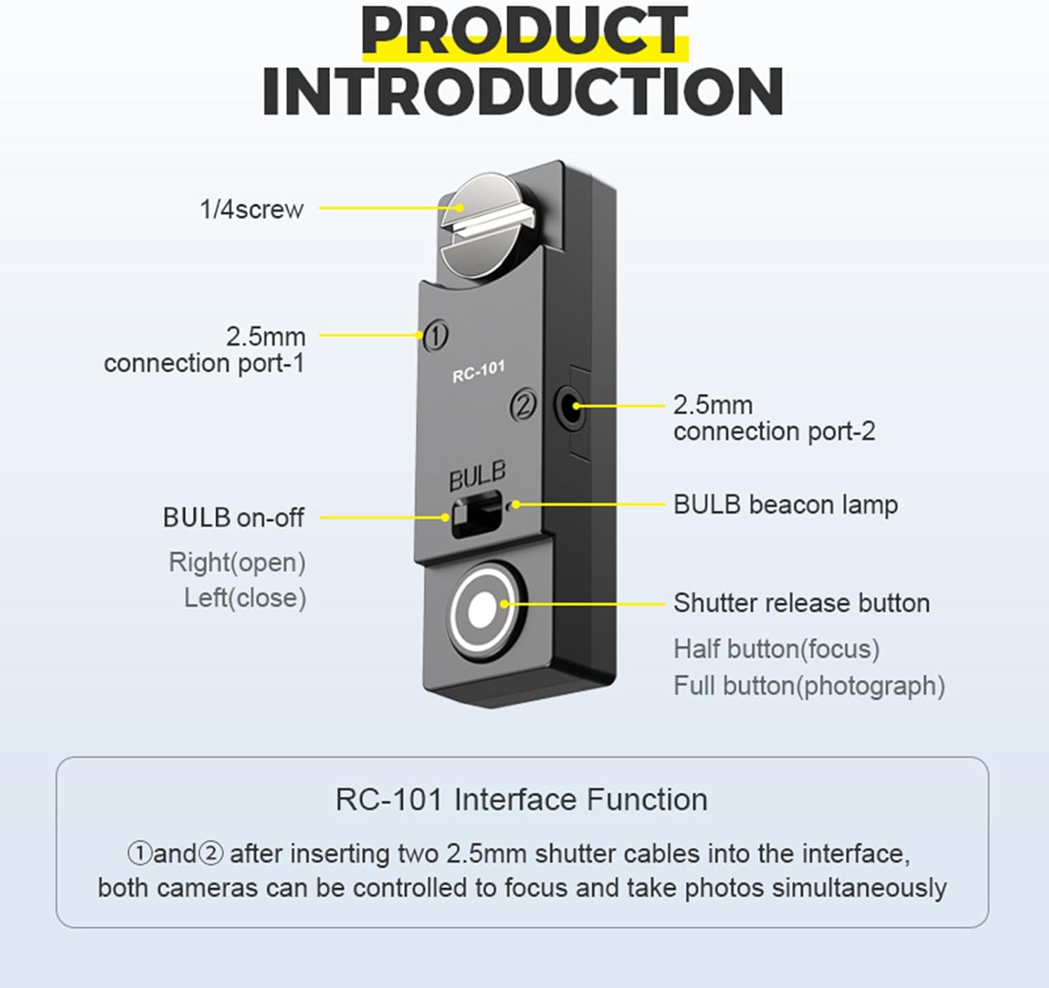 for nk d850 d800 z8 z9 d810 Camera Releases The Shutter Cord Remote Control RC101-dc0 Remote 1/4 Screw Fixing Small Release Button Handle (RC-101 DCO NK)