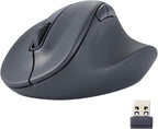 ELECOM Wireless Ergonomic Shape Mouse, 2.4GHz with Mini USB Receiver, Silent Click, Right Hand 2000DPI, 5 Buttons, Optocal Sensor, Compatible with PC, Mac, Laptop, EX-G, Msize Black (M-XGM30DBSKBK)