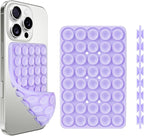 1 Pack Silicone Suction Cup Phone Case Mount Double Sided, Phone Accessories Hands-Free Strong Grip Holder for Selfies and Videos, Silicon Phone Stand Sticky for iPhone and Android Purple
