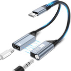 Quanlex 2 in 1 Magnetic USB C to 3.5mm Headphone Jack Adapter and Charger, USB C to Aux Audio Jack Hi-Res 32bit/384kHz with PD 60W Fast Charging Dongle Cable for iPadiPhone 16/15