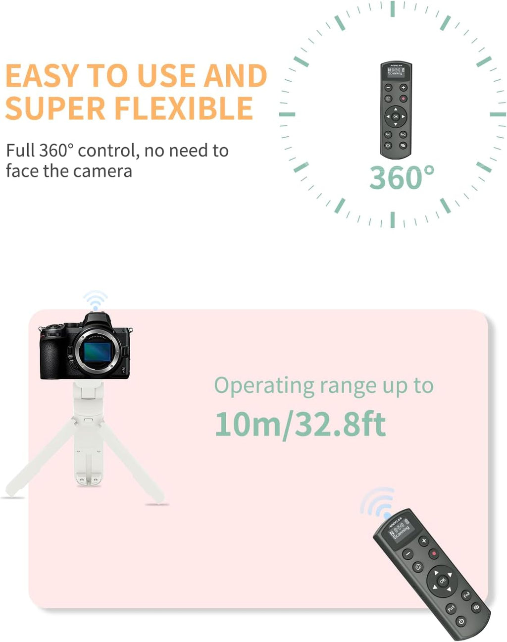 for Nikon Wireless Camera Remote Control - Aodelan Rechargeable Shutter Release Trigger with OLED Screen for Zfc, Z50, P1000,A1000, P950, B600; Replaces Nikon ML-L7(Black)