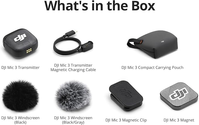 DJI Mic 3 Transmitter, Wireless Mini Microphone for iPhone/Camera/Android, Lightweight & Intuitive, Lavalier Microphone, 32-bit Float, Integrated Timecode, Vlog, Interview, Streaming