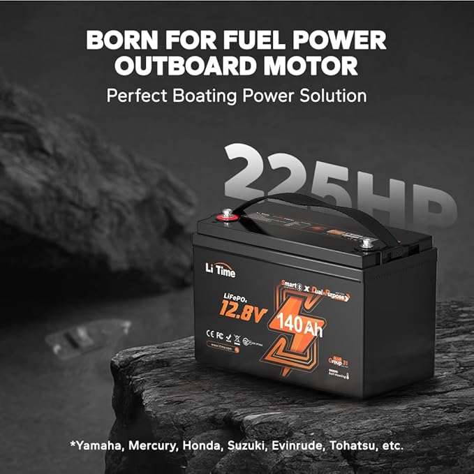 Litime 12V 140Ah Bluetooth Dual Purpose 1000 CCA Marine Battery