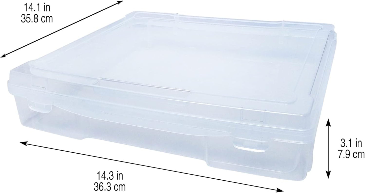 12” x 12” Plastic Scrapbook Storage Case by Simply Tidy - Portable Case for Documents, Papers, Sewing, Crafts - Clear, Bulk 12 Pack