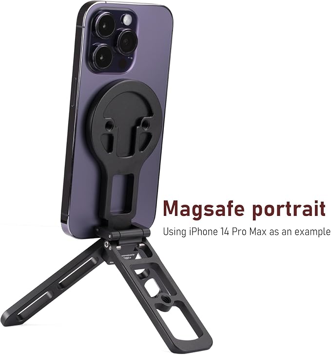 for MagSafe Pocket Tripod Stand – Magnetic Phone Stand for iPhone 16/15/14/13/12 Series | Adjustable Angle, 20 N52 Strong Magnets, Full Metal Build, Foldable & Mag Case Compatible