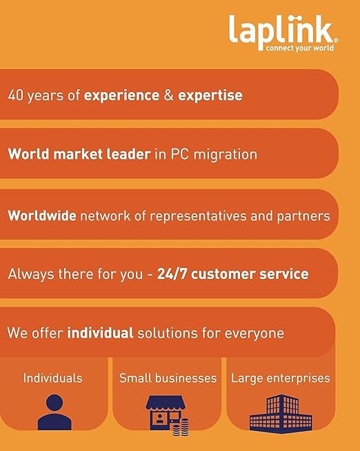 LAPLINK Easy Transfer Cable for Windows, Includes PCmover Express Software and USB 2.0 PC to PC Cable, Single Use License, Transfers Files, Settings, and User Profiles. Compatible with Windows 11