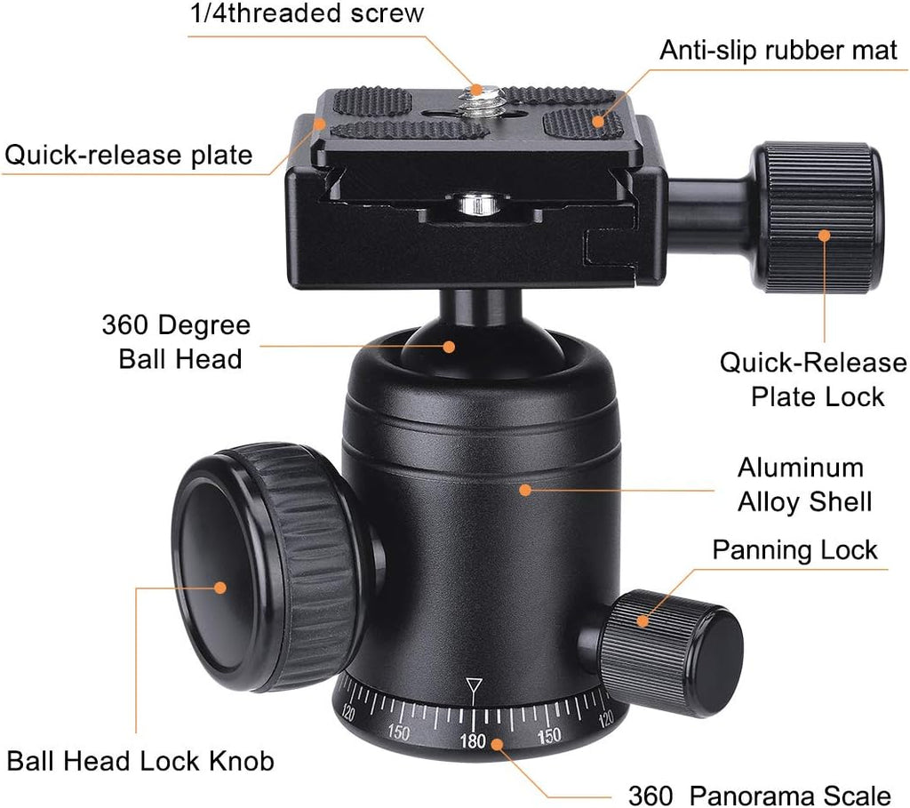 Professional Heavy Duty (20 lbs Load) DSLR Mirorrless Camera Suction Cup Car Mount Camcorder Vehicle Holder w/ 360°Panorama Ball Head + Quick Release Plate Compatible with Nikon Canon Sony RED BM