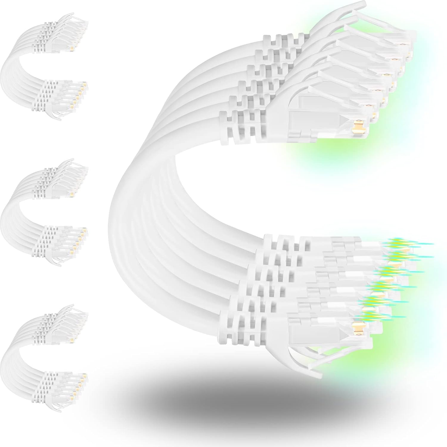 Rapink Patch Cables Cat6 3ft (24 Pack), Ethernet Patch Cable 10G Support, Cat 6 Patch Cable for Patch Panel to Switch, Flexiable Cat 6 Ethernet Cable with Gold Plated White