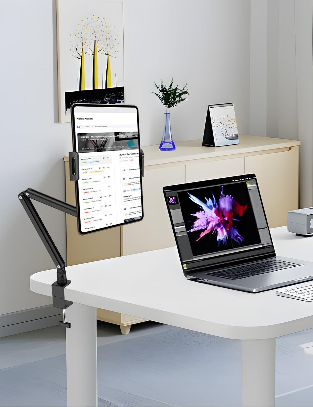 Adjustable Aluminum Tablet Stand, Foldable Arm for Desk/Bed, 360° Rotation, Compatible with iPad Pro 12.9/11, Air, Mini, Samsung Tabs, Nintendo Switch, 5.1''-15.9'' Devices - Sturdy & Portable