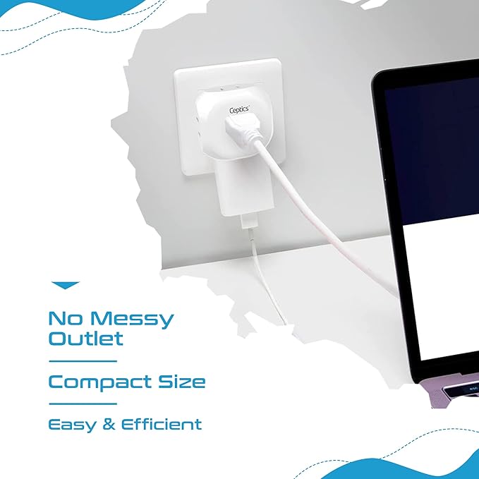 Ceptics Europe Travel Adapter Plug Set Schuko - 4 Input - Ultra Compact - Light Weight Type C, Type G - USA to Any Type C, G Countries UK, Ireland, Germany, France - 4 Pack (PT-9C-7-4PK),White