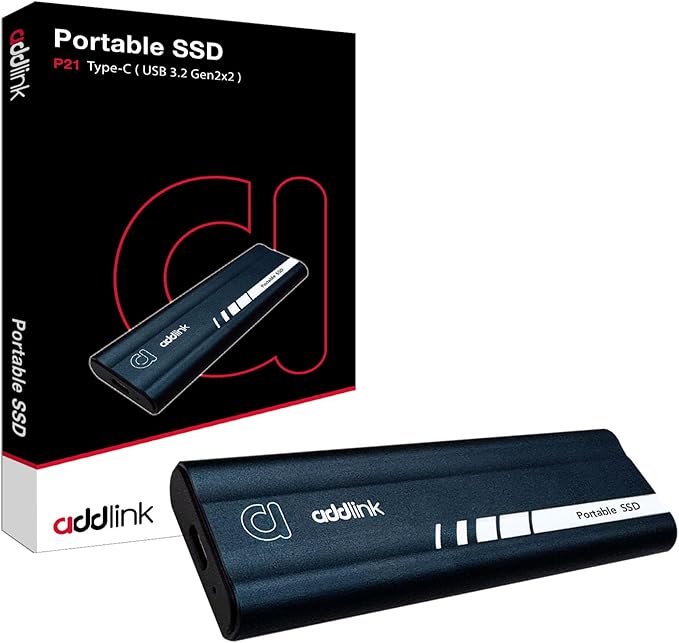 Addlink P21 2TB Portable External SSD, Up to 2,000MB/s Read, USB 3.2 Gen 2x2, Lightweight Storage for Photography, Video, Gaming and Fast backups, for PC Laptop Mac Windows Linux Android PS4 PS5