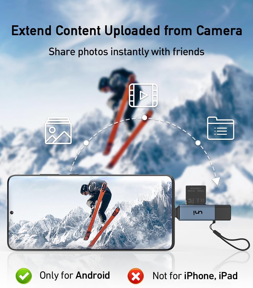 SD Card Reader, uni High-Speed USB C to Micro SD Card Adapter USB 3.0 Dual Slots, Memory Card Reader for SD/Micro SD/SDHC/SDXC/MMC, Compatible with MacBook Pro/Air, Chromebook, Android Galaxy