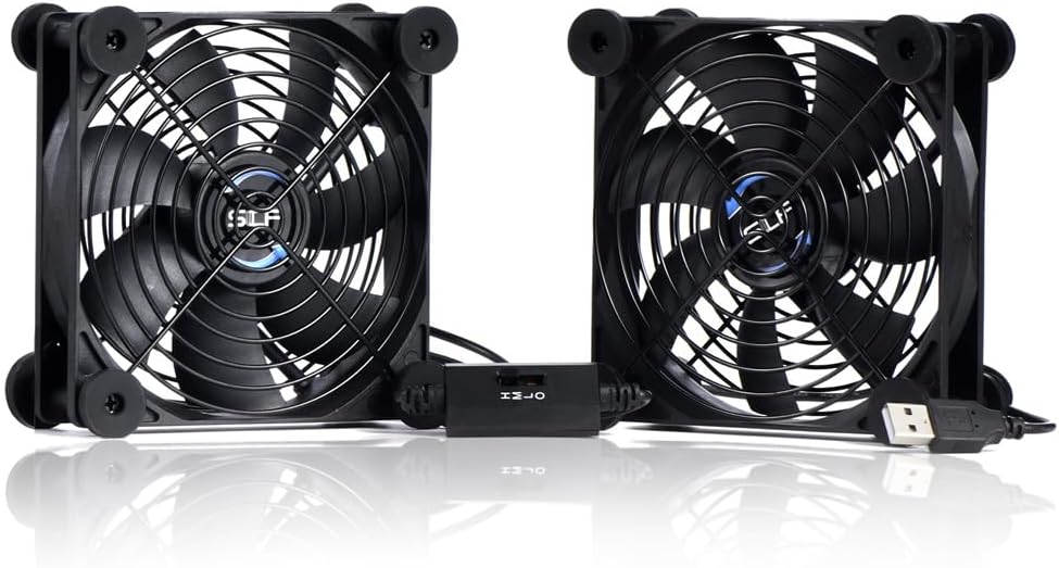 USB Dual 120mm Quiet Fan, 5V USB Portable Cooling Fan for Flat Panel TV Receiver Router DVR PlayStation Xbox Computer Cabinet Cooler