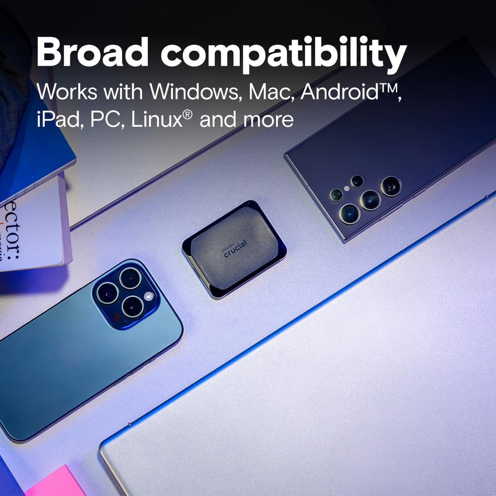 Crucial X10 2TB Portable SSD, Up to 2,100MB/s, USB 3.2 USB-C, External Solid State Drive, Compatible with Windows, Mac & Android, Durable Storage for Games, Photos & Files, Black - CT2000X10SSD9C02