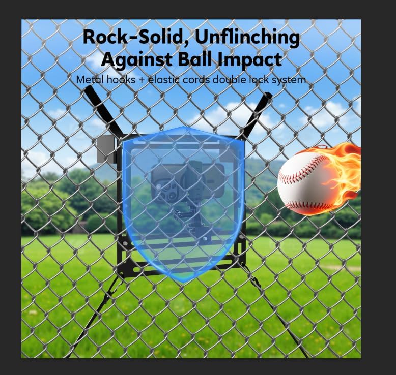 Cell Phone Fence Mount with Shade, Fence Phone Holder Mounting Kit for iPhone, GoPro, Mevo Start, Insta360 and Other Action Cameras, Streaming Kit for Recording Baseball, Softball and Tennis